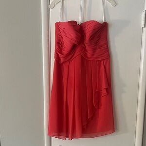 David's Bridal Strapless Red Dress